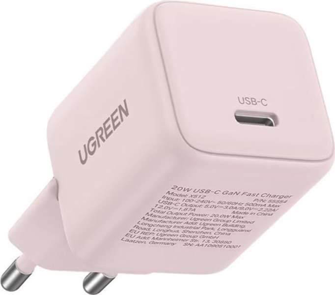 UGREEN X512 20W 1X USB-C Power Adapter Pink