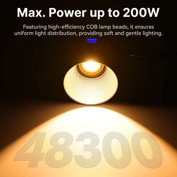 Ulanzi 200W bi-color COB led lámpa, 2700K-6500K, 95CRI, 6 effekt, V-Mount, APP vezérlés, Bowens