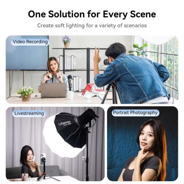 Ulanzi 80cm-es nyitható gömb softbox, lantern, Bowens csatlakozás, hordtáskával
