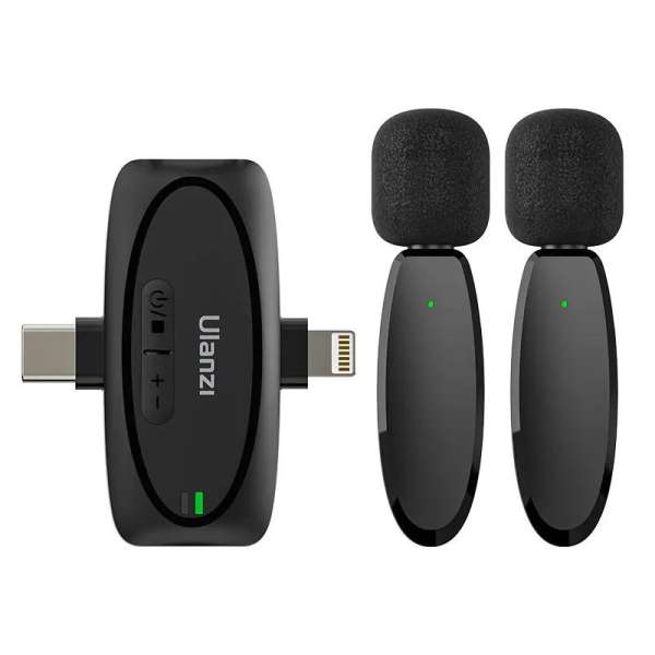 Ulanzi A020GBB1 V6 3-in-1 2db vezeték nélküli lavalier mikrofon lighting usb-c 3.5mm jack Black