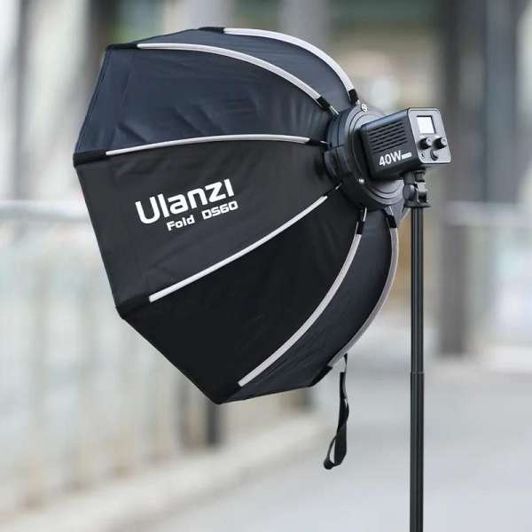 Ulanzi D560 60cm-es nyitható octobox méhsejtráccsal, mini Bowens csatlakozás