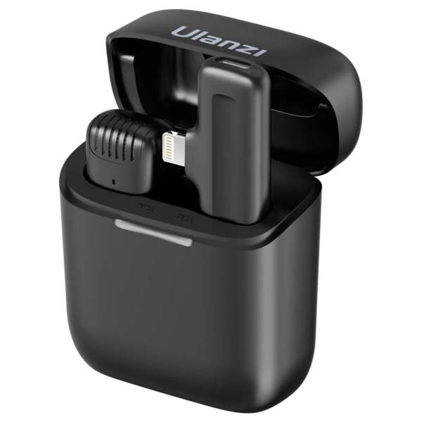 Ulanzi J11 vezeték nélküli Lavalier mikrofon 1 mikrofon és 1 vevő lighting csatlakozás Black
