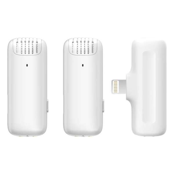 Ulanzi J12 vezeték nélküli Lavalier mikrofon 2 mikrofon és 1 vevő lighting csatlakozás White