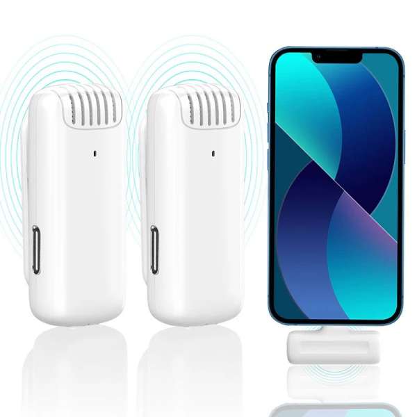 Ulanzi J12 vezeték nélküli Lavalier mikrofon 2 mikrofon és 1 vevő usb-c csatlakozás White