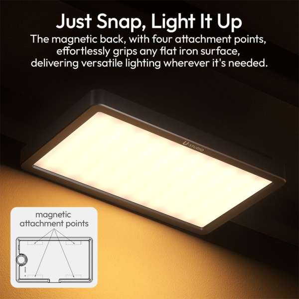 Ulanzi K6500 Led lámpa, 10W, 8000mAh, 2900K-6500K, Bluetooth-vezérlés, mágneses