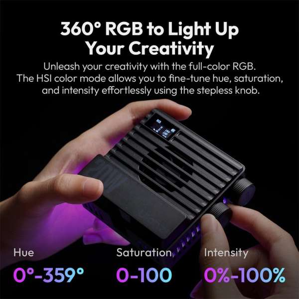 Ulanzi LE20 20W RGB fotó videó LED lámpa, 3200lux, CRI95, ventillátoros hűtés