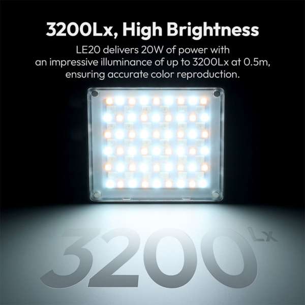 Ulanzi LE20 20W RGB fotó videó LED lámpa, 3200lux, CRI95, ventillátoros hűtés