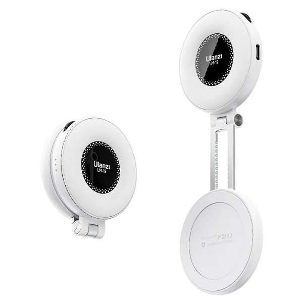 Ulanzi LM19 Magsafe mágneses csatlakozású kör LED lámpa, összecsukható, 400mAh, fehér