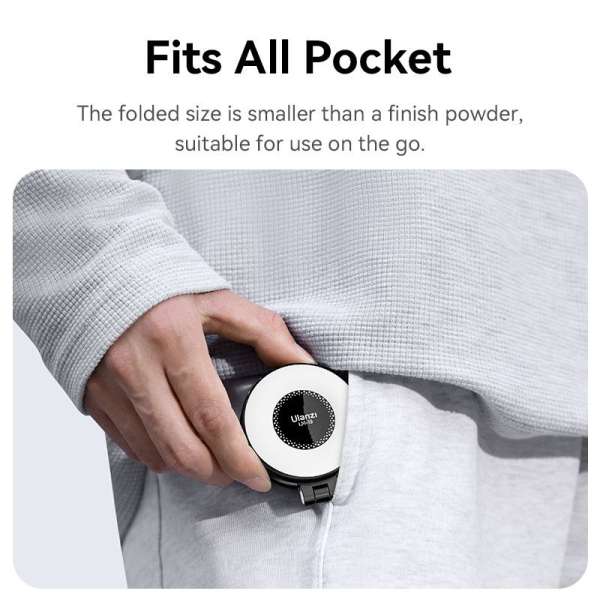 Ulanzi LM19 Magsafe mágneses csatlakozású kör LED lámpa, összecsukható, 400mAh, fekete