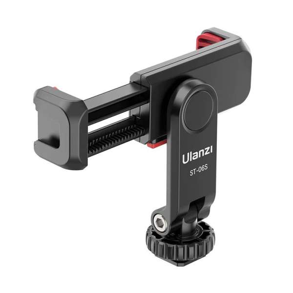 Ulanzi ST-06s telefon tartó adapter állványhoz, elforgatható, dönthető, vakupapucs adapterrel,fekete