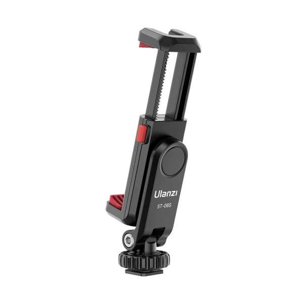 Ulanzi ST-06s telefon tartó adapter állványhoz, elforgatható, dönthető, vakupapucs adapterrel,fekete