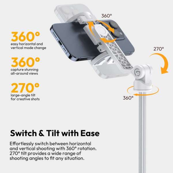 Ulanzi TT88 Overhead asztali mini állvány, Magsafe, bluetooth adapter, fehér