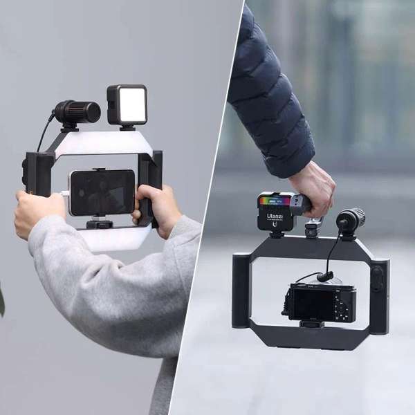 Ulanzi U-rig, LED keret, telefon tartóval, 3 vakupapucs, bluetooth kioldó, 2500k-9000K, 5000mAh