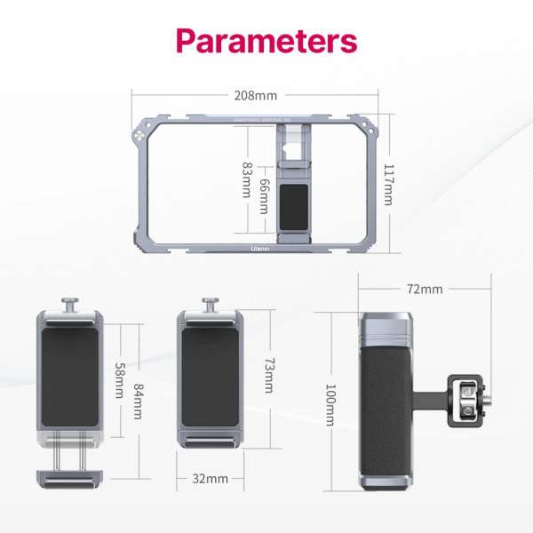 Ulanzi unverzális telefonkeret rendszer, rig, cage , 2db fogantyú, 6db vakupapucs