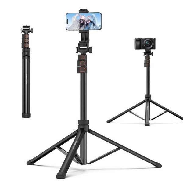 Ulanzi ZB64Z selfie állvány, monopod, telefontartó és bluetooth adapter, 160cm max magasság, fekete