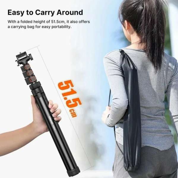 Ulanzi ZB64Z selfie állvány, monopod, telefontartó és bluetooth adapter, 160cm max magasság, fekete