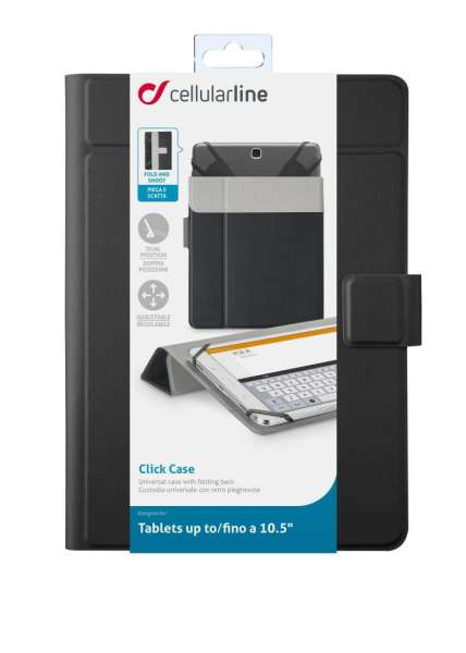 Cellularline Universal tablet case with stand CLICKCASE, 10.5", black