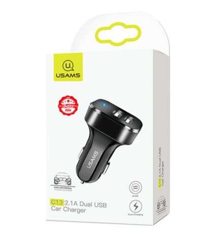 Usams C13 Dual USB Car Charger Black