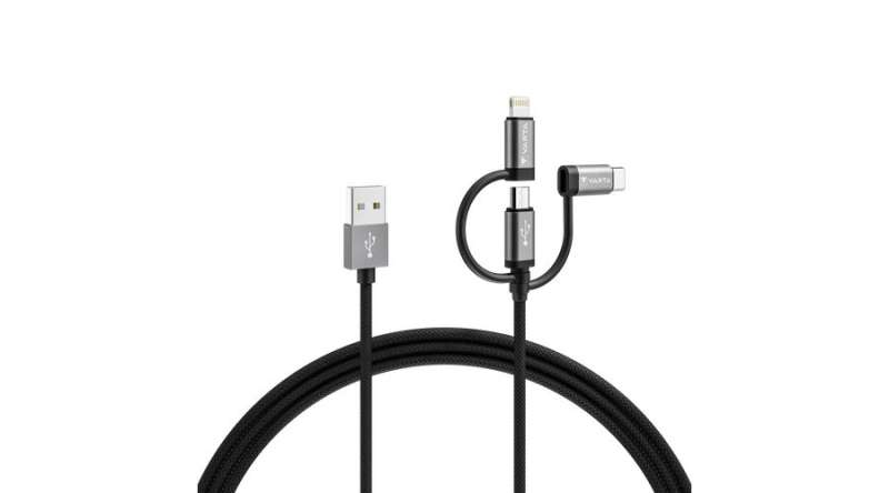 Varta USB-A to Micro-USB/USB-C/Lightning 3in1 cable 2m Black