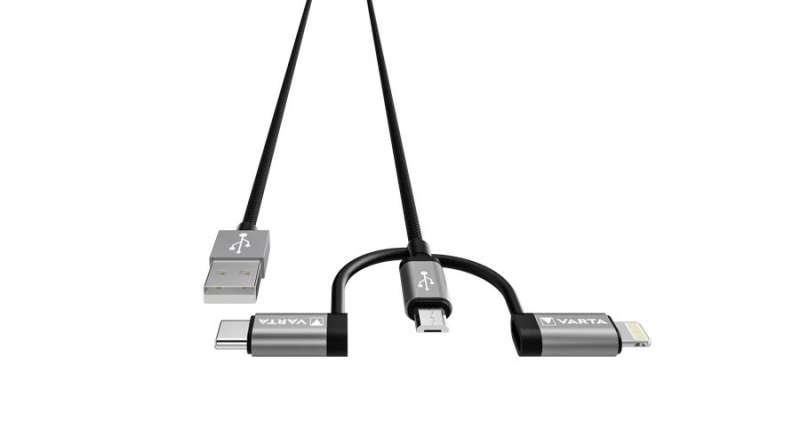 Varta USB-A to Micro-USB/USB-C/Lightning 3in1 cable 2m Black