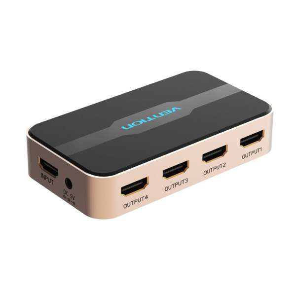 Vention 1 In 4 Out HDMI Splitter 4K@30Hz Gold Aluminum Alloy Type