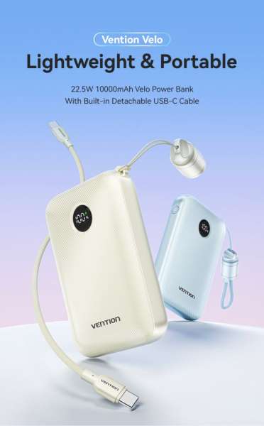 Vention 10000mAh Power Bank Blue