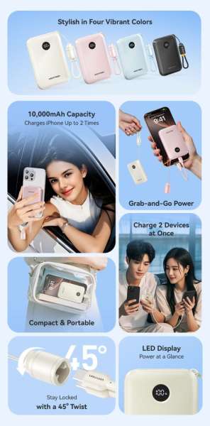 Vention 10000mAh Power Bank Blue
