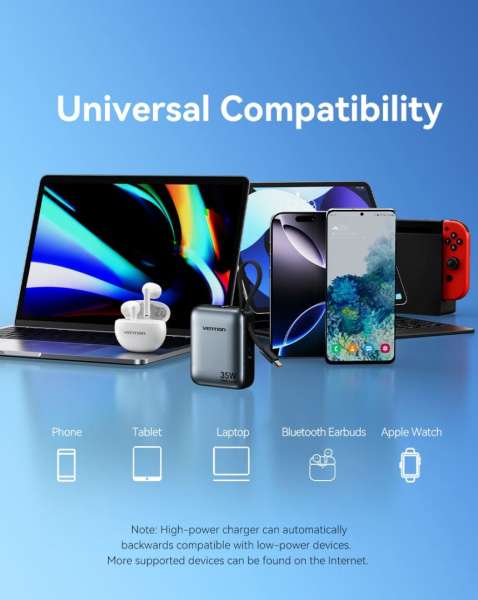 Vention 10000mAh Power Bank Grey