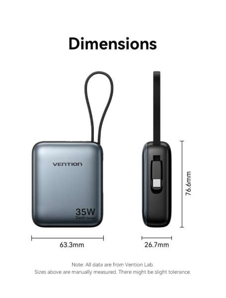 Vention 10000mAh Power Bank Grey