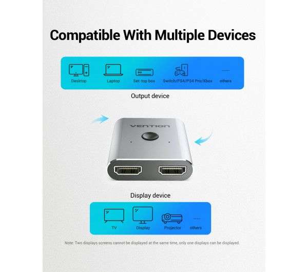 Vention 2-Port HDMI Switch Silver