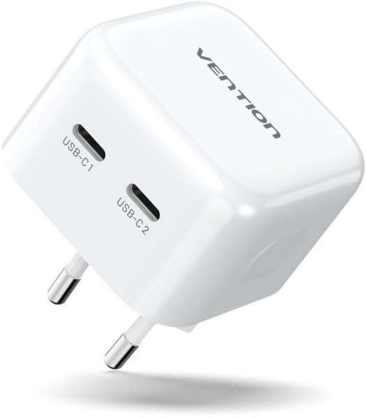 Vention 2-Port USB-C Charger White