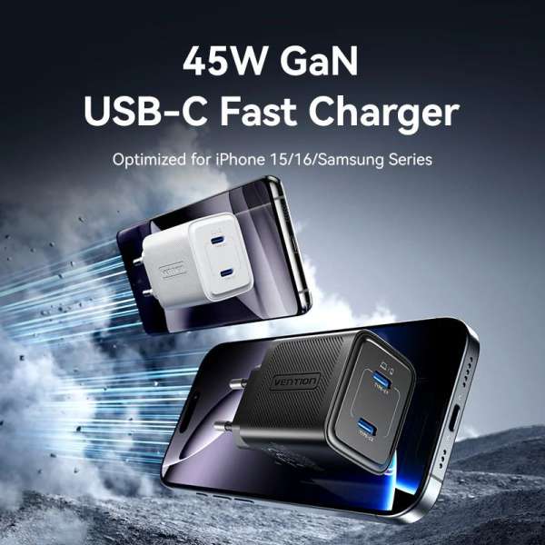 Vention 2-Port USB Charger Black