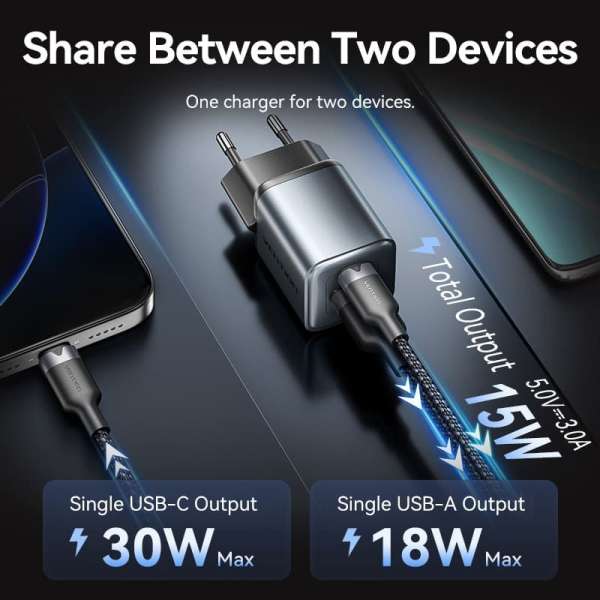 Vention 2-Port USB Charger Grey