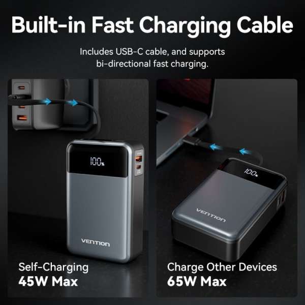 Vention 20000mAh Power Bank Black