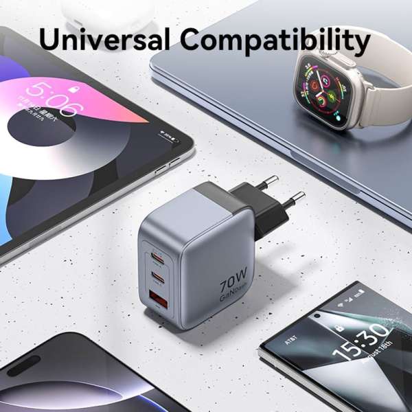 Vention 3-Port USB GaN Charger Grey