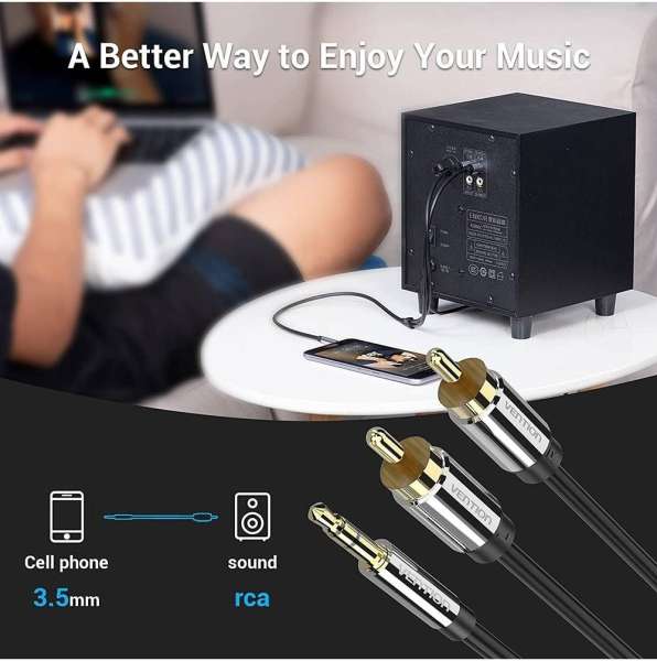 Vention 3.5mm Male to 2RCA Male Audio Cable 2m Black