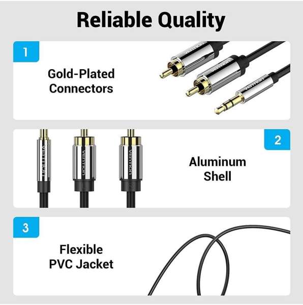 Vention 3.5mm Male to 2RCA Male Audio Cable 3m Black