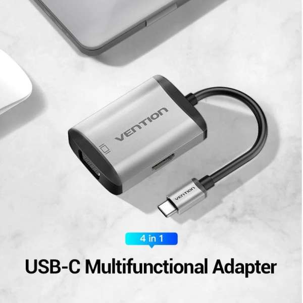 Vention 4-in-1 USB-C Docking Station Grey