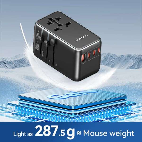Vention 4-Port USB (C+C+A+A) GaN Universal Travel Adapter Black