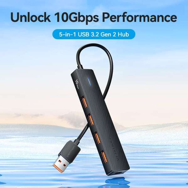 Vention 5-in-1 USB 3.2 Gen 2 Hub Black