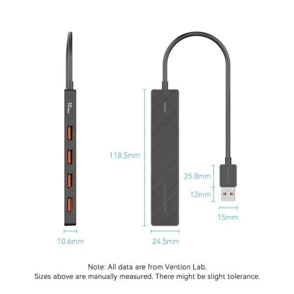 Vention 5-in-1 USB 3.2 Gen 2 Hub Black