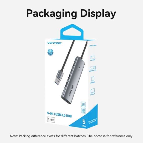 Vention 5-portos USB3.0 HUB Grey