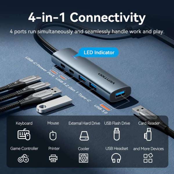 Vention 5-portos USB3.0 HUB Grey