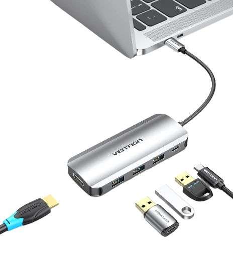Vention 5in1 USB Type C Hub with 4K HDMI Output Grey