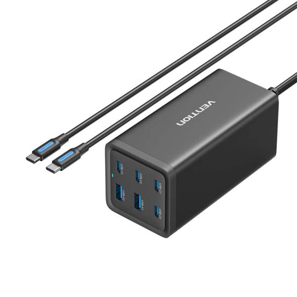 Vention 6-Port USB Gan Charger Black