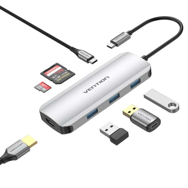 Vention 7-in-1 USB-C Docking Station Silver