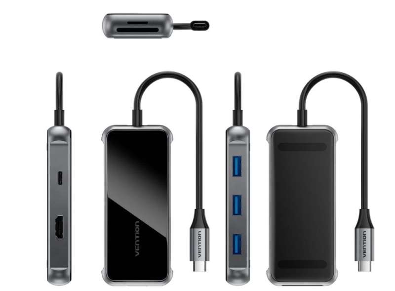 Vention 7-in-1 USB-C Docking Station Silver/Black