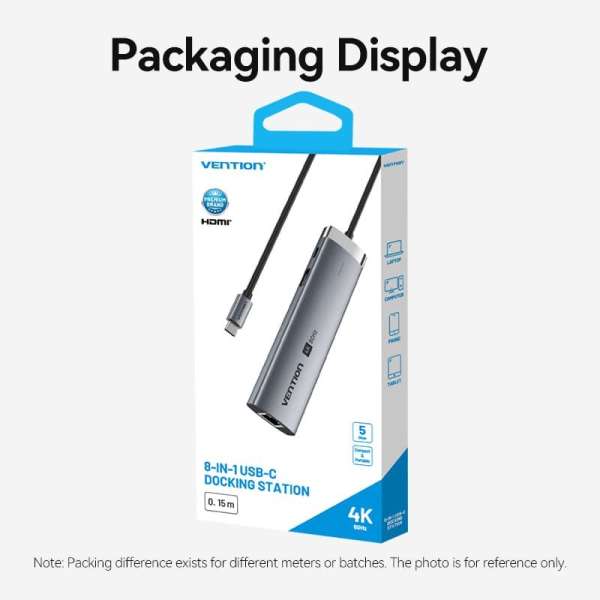 Vention 8-in-1 USB-C Docking Station Grey