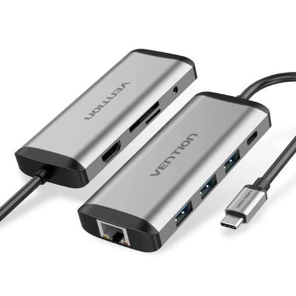 Vention 9-in-1 USB-C Docking Station Grey
