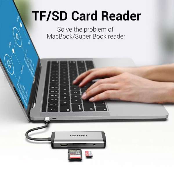 Vention 9-in-1 USB-C Docking Station Grey